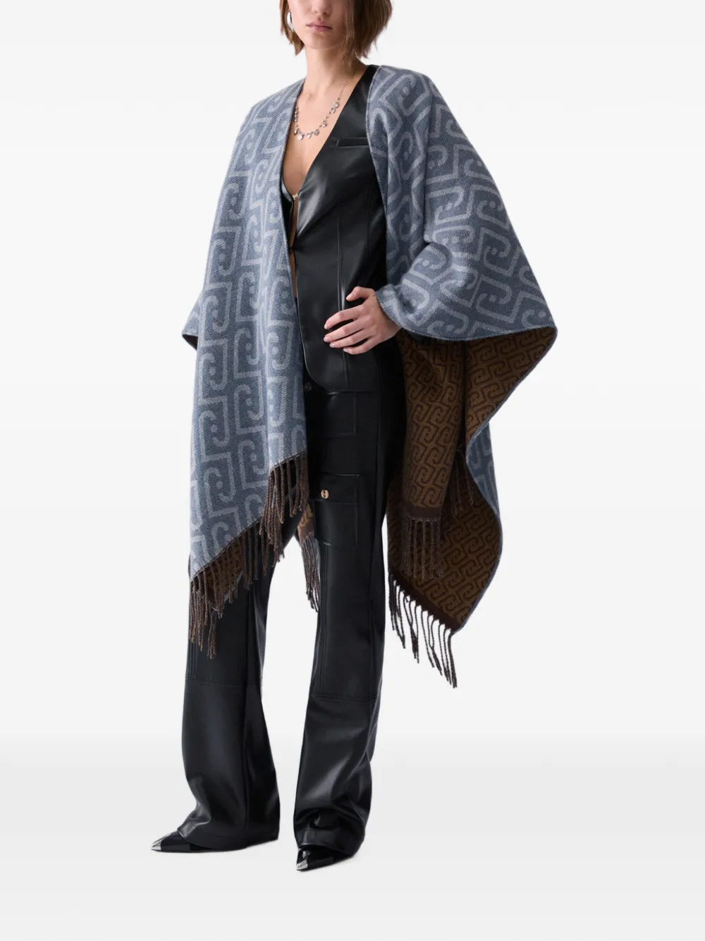 LIU JO Poncho met monogram-jacquard Blauw