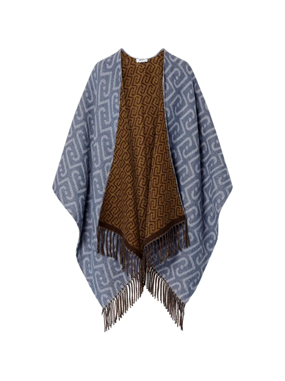 LIU JO monogram-jacquard poncho - Blu