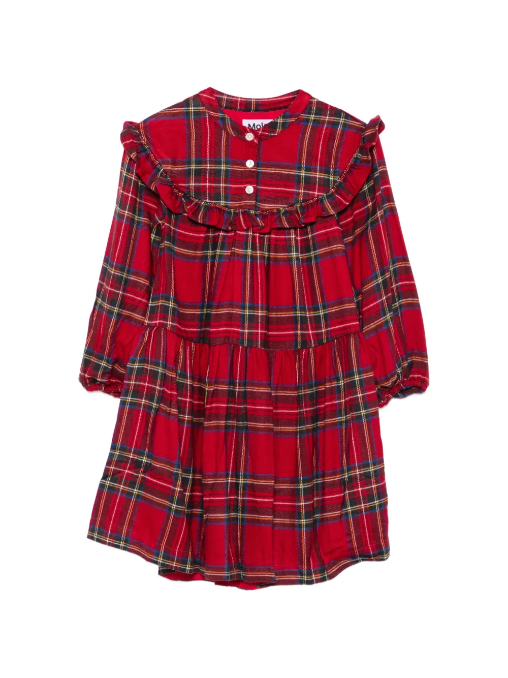 Molo Cibbe ruffled tartan dress - Rosso