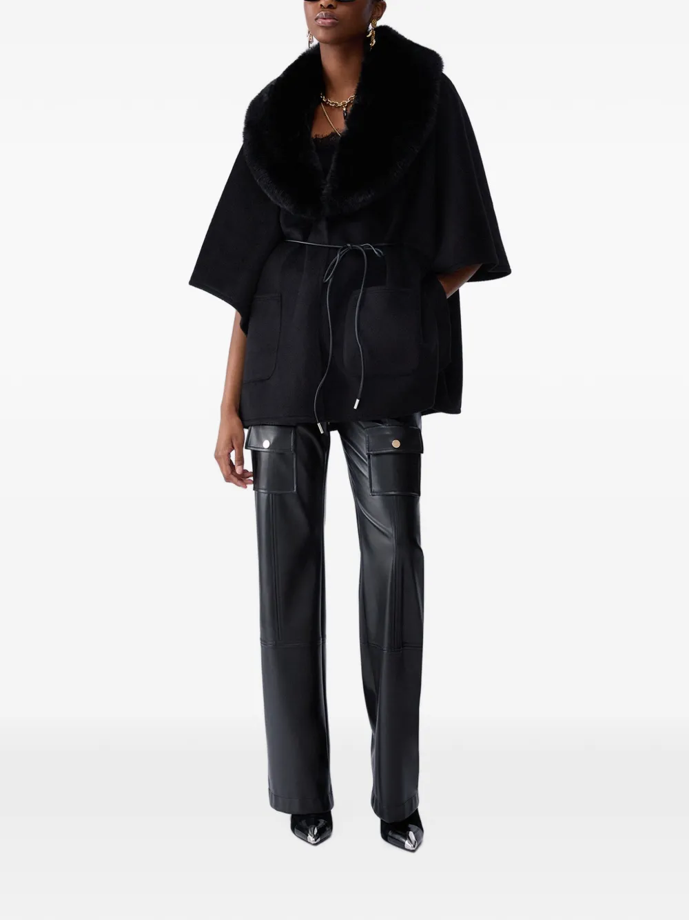 LIU JO Poncho van synthetisch lammy Zwart