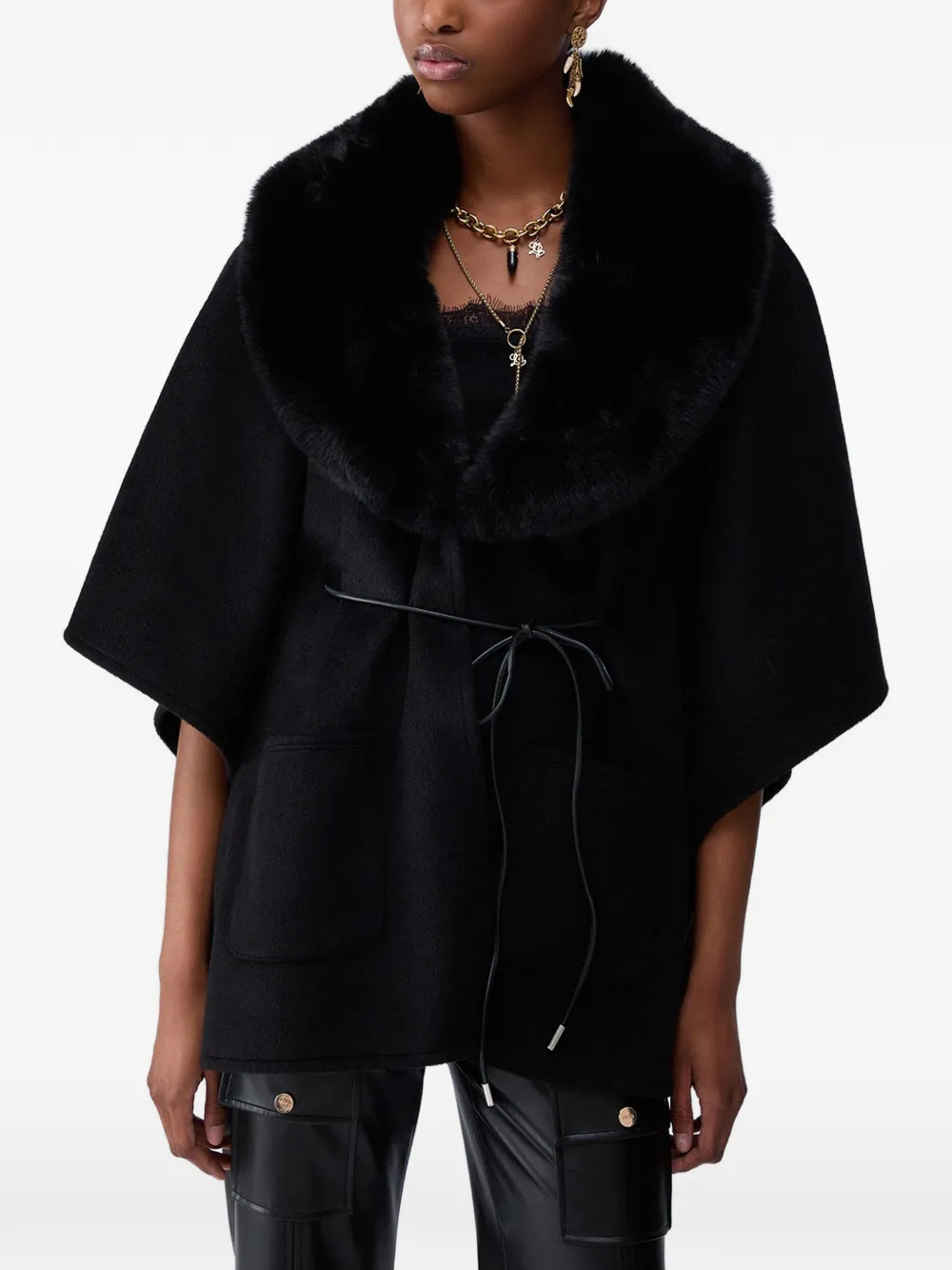 LIU JO Poncho van synthetisch lammy Zwart