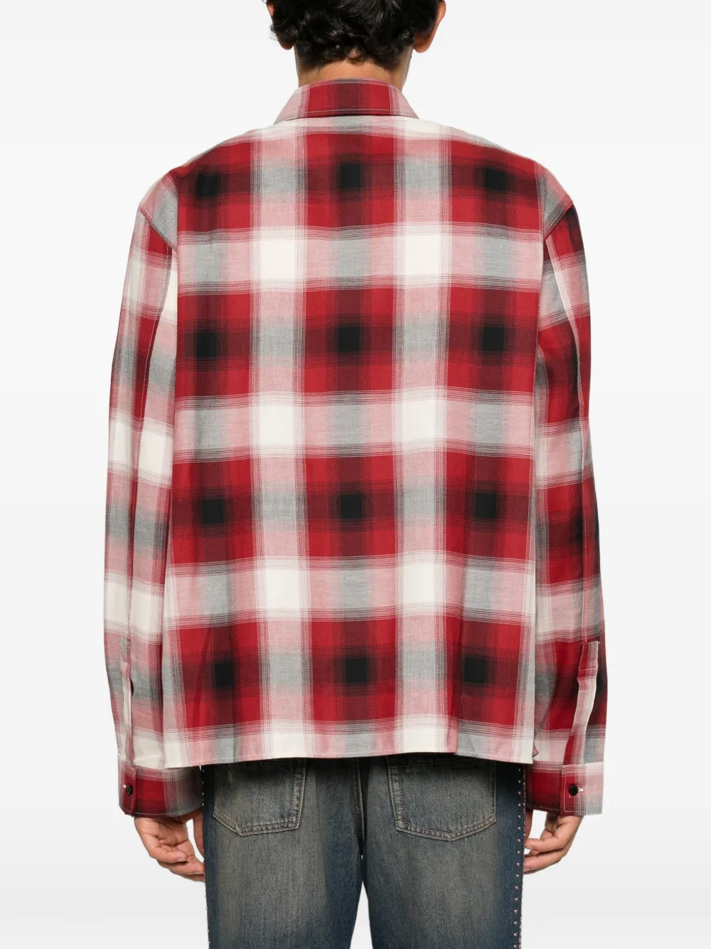 AMIRI logo-embroidered checked shirt Rood