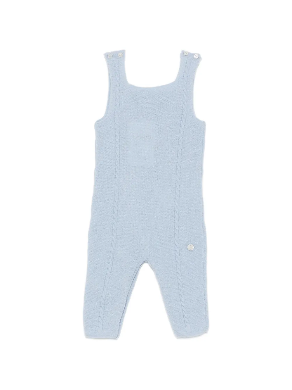 Paz Rodriguez cable-knit buttoned-shoulder romper - Blu