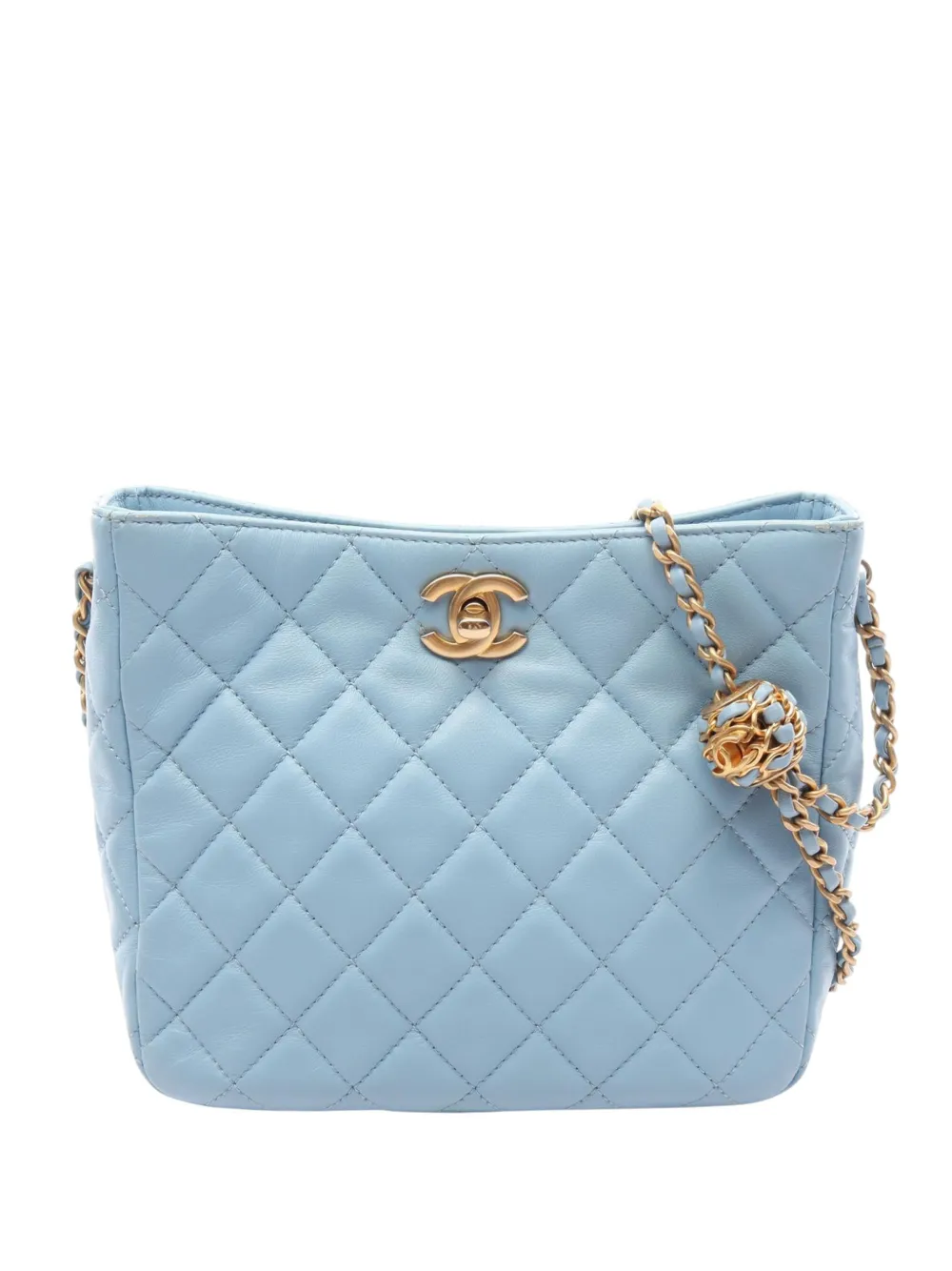 CHANEL Pre-Owned 2021-2026 Small CC Quilted Lambskin Pearl Crush Hobo crossbody bag - Blu