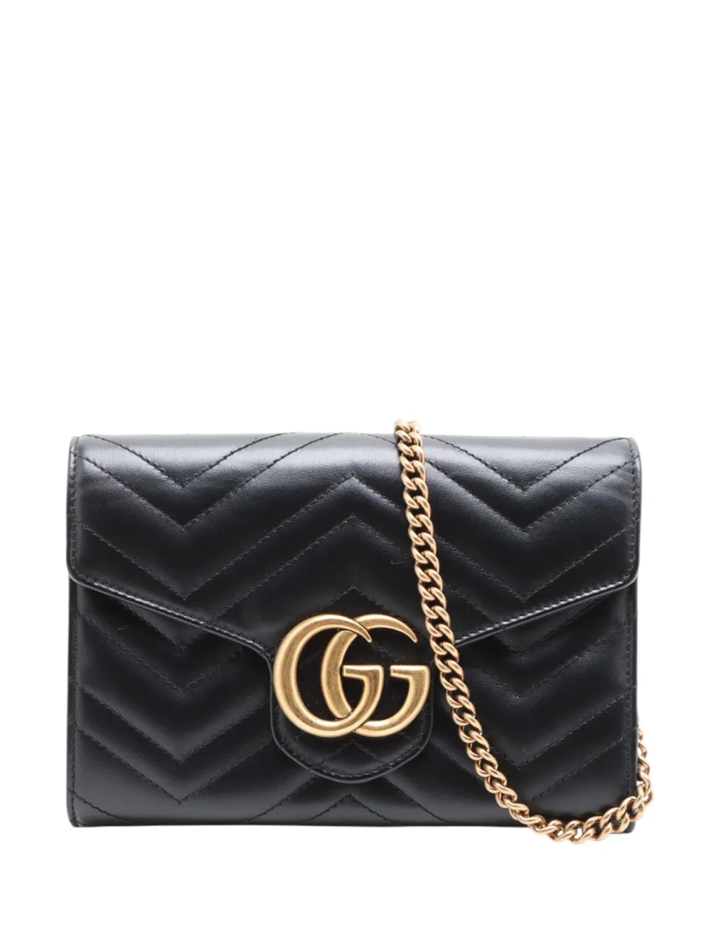 Gucci Pre-Owned 2000-2015 GG Marmont Matelasse Calfskin Wallet On Chain crossbody bag - Nero