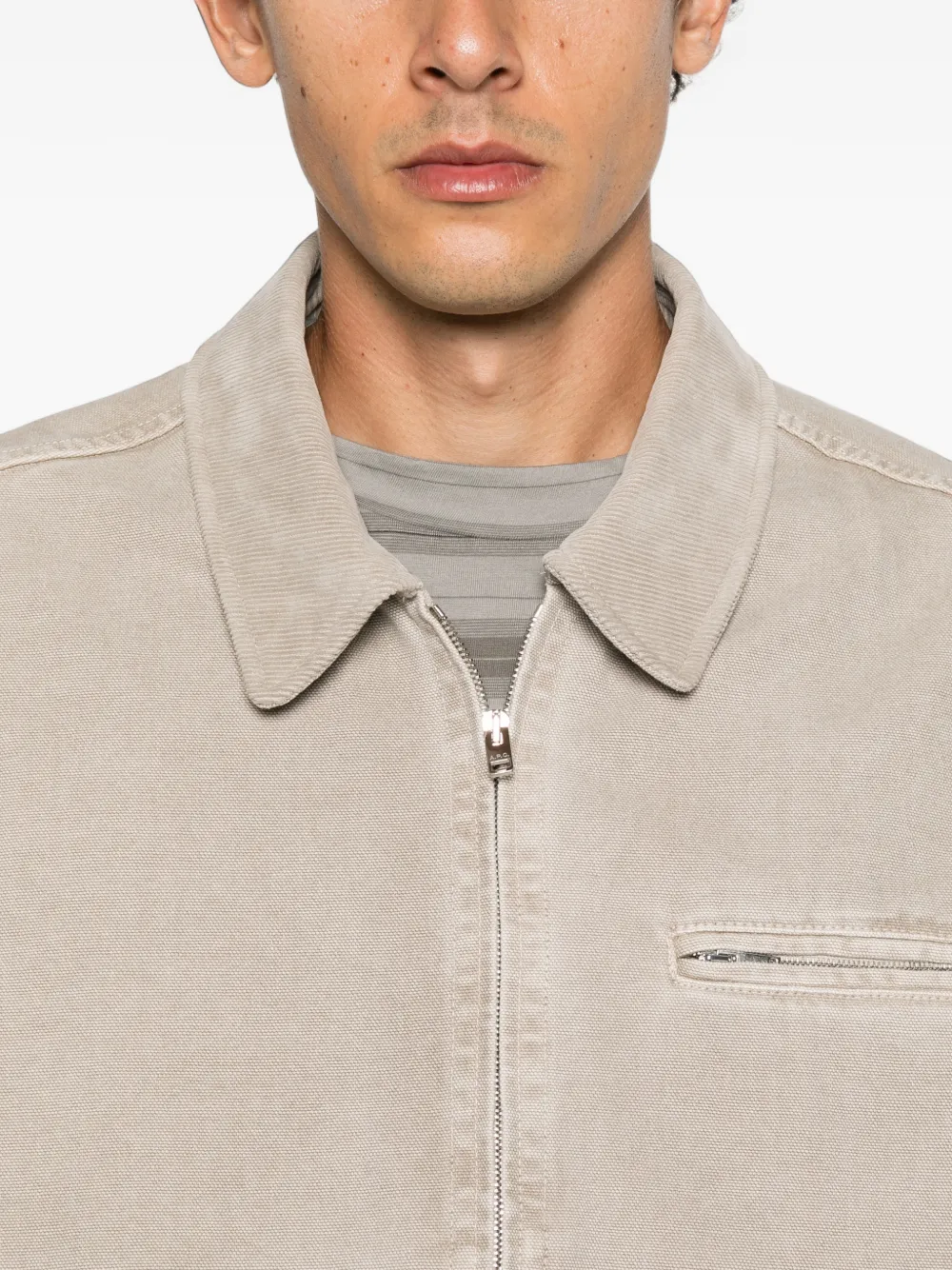 A.P.C. Jack met ribfluwelen kraag en rits Beige