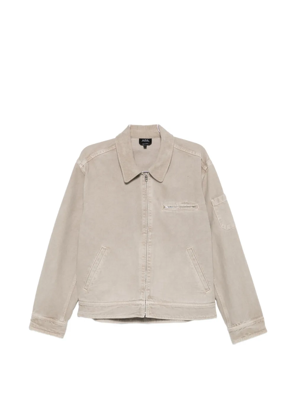 A.P.C. zip-up corduroy-collar jacket - Toni neutri