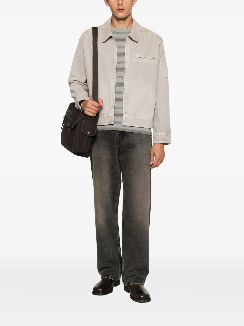 A.P.C. Jack met ribfluwelen kraag en rits Beige