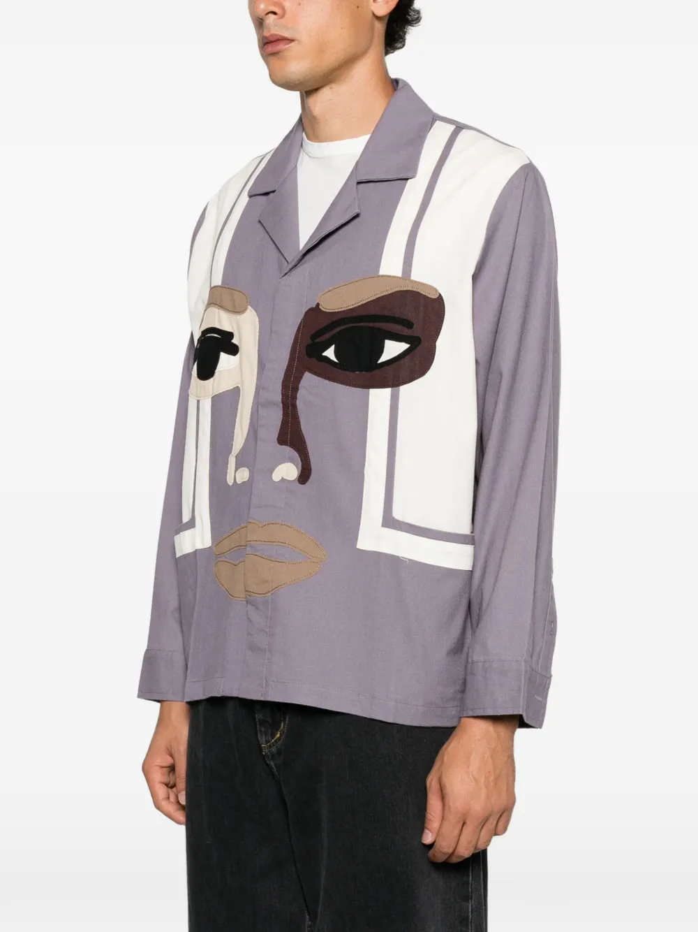 KidSuper face-patchwork camp-collar shirt Paars