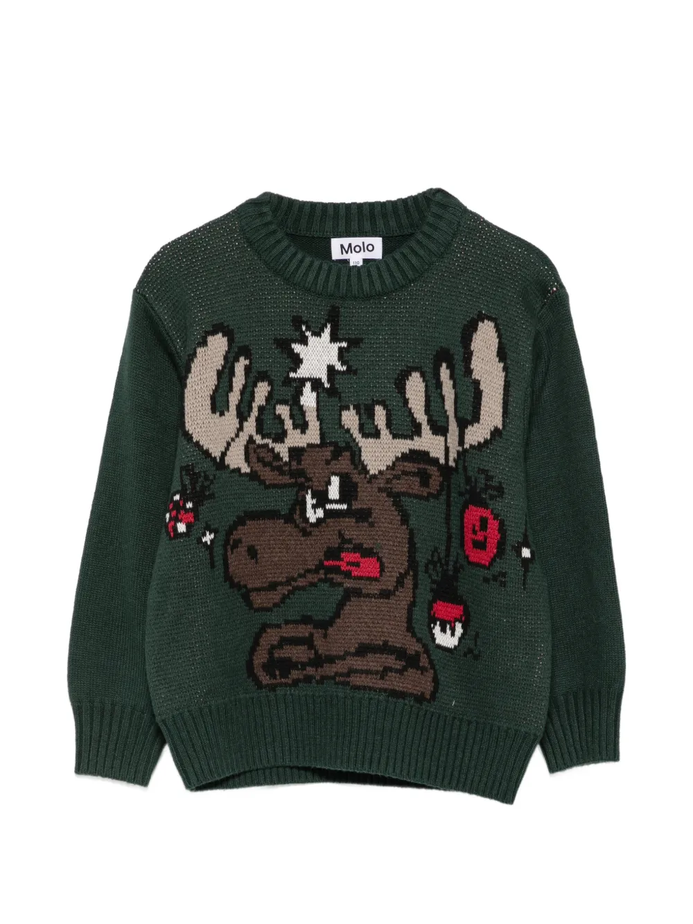 Molo Bello intarsia-knit moose sweater - Verde
