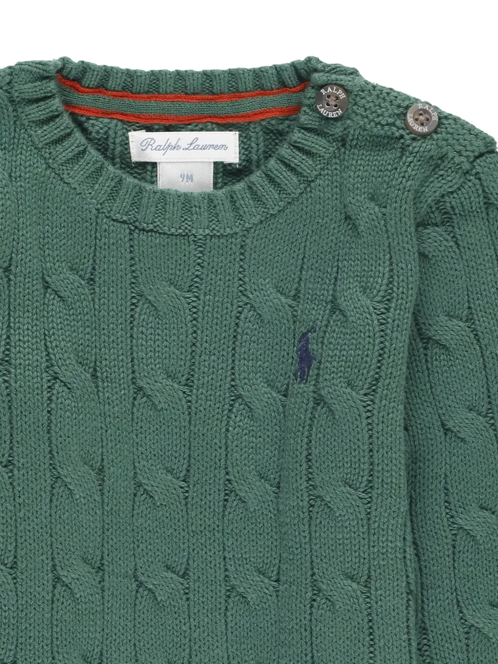 POLO RALPH LAUREN KIDS Kabelgebreide trui met schouderknopen Groen