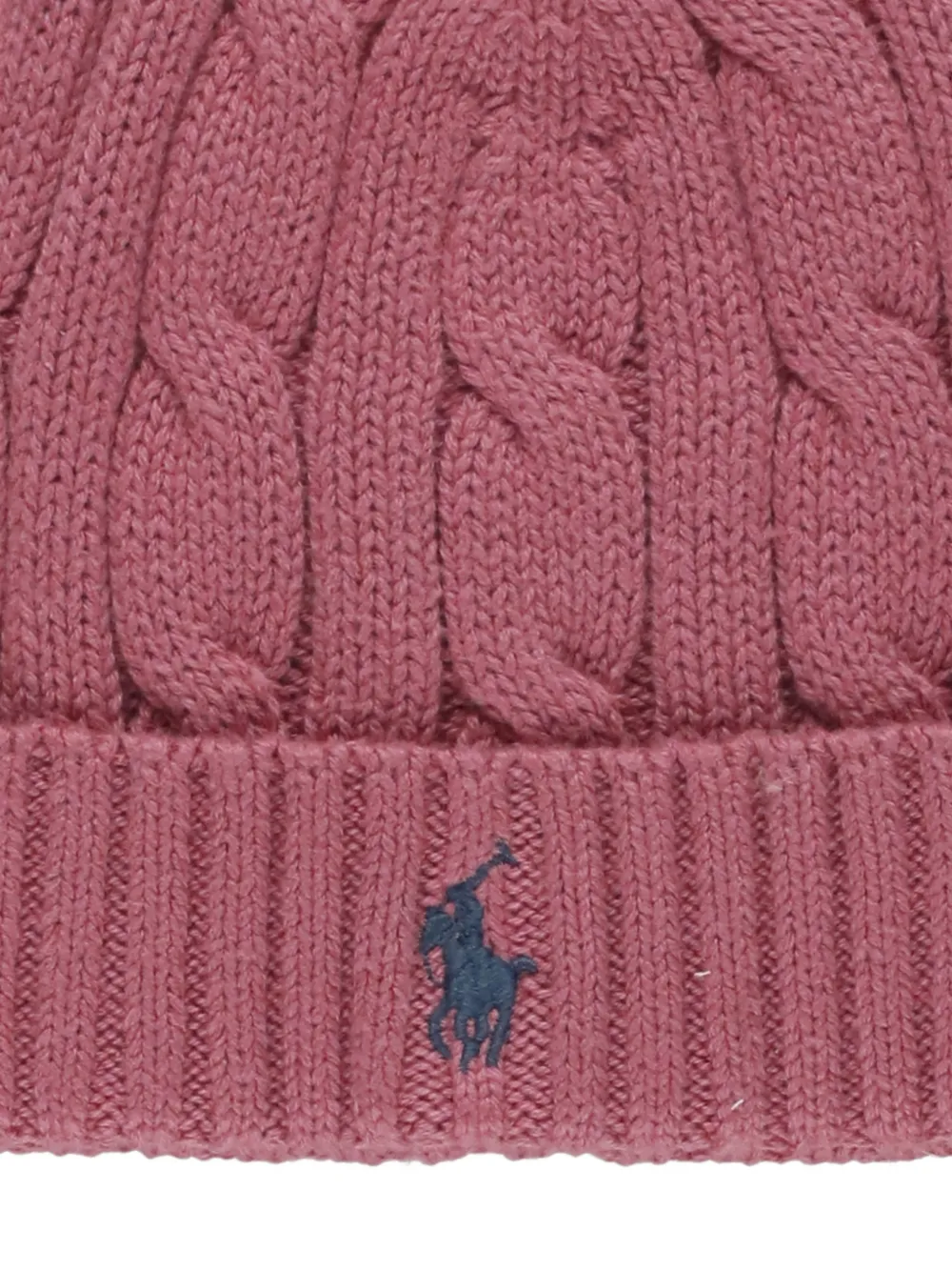 POLO RALPH LAUREN KIDS Kabelgebreide katoenen muts en laarzen Roze