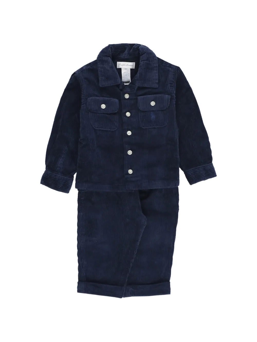 POLO RALPH LAUREN KIDS cotton corduroy shirt & pant - Blu
