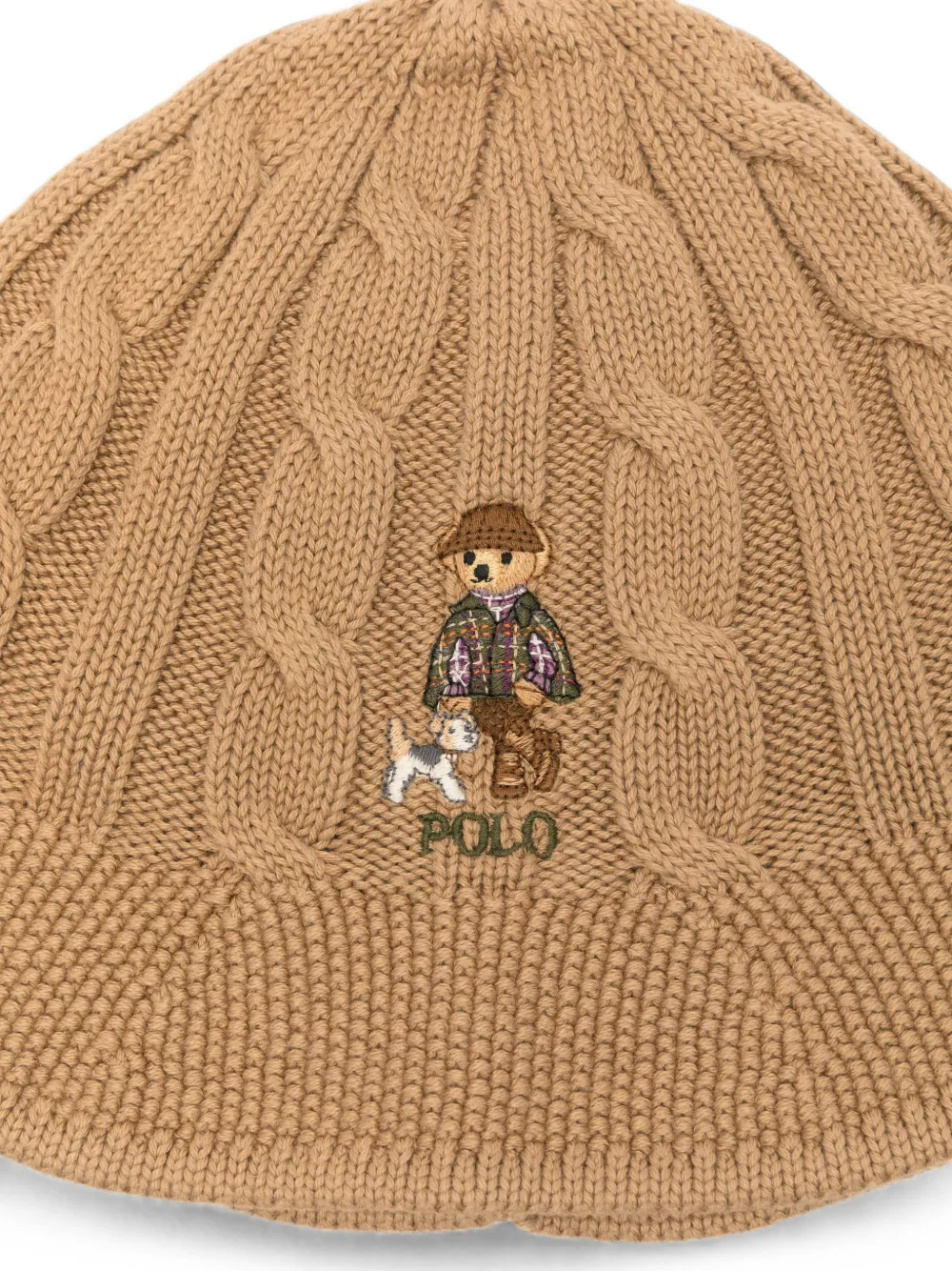 POLO RALPH LAUREN KIDS Polo Bear kabelgebreide vissershoed Beige
