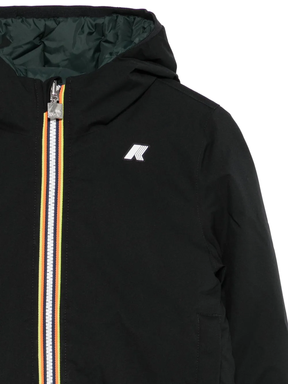 K Way Kids P. Jack ST Thermo Double logo-patch hooded jacket Zwart