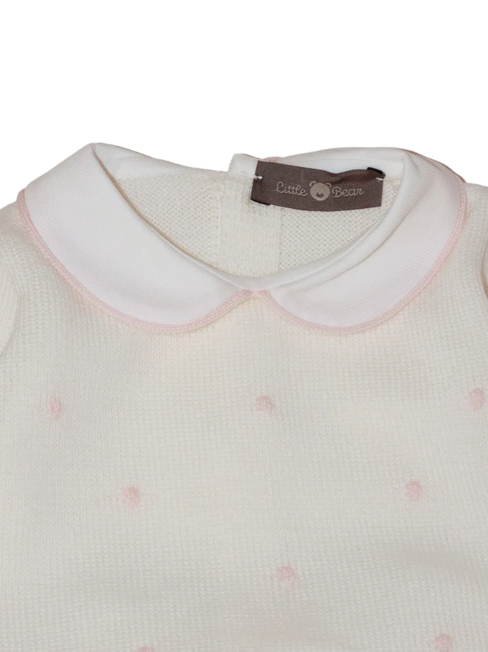 Little Bear polka-dot-embroidered wool babygrow set Wit