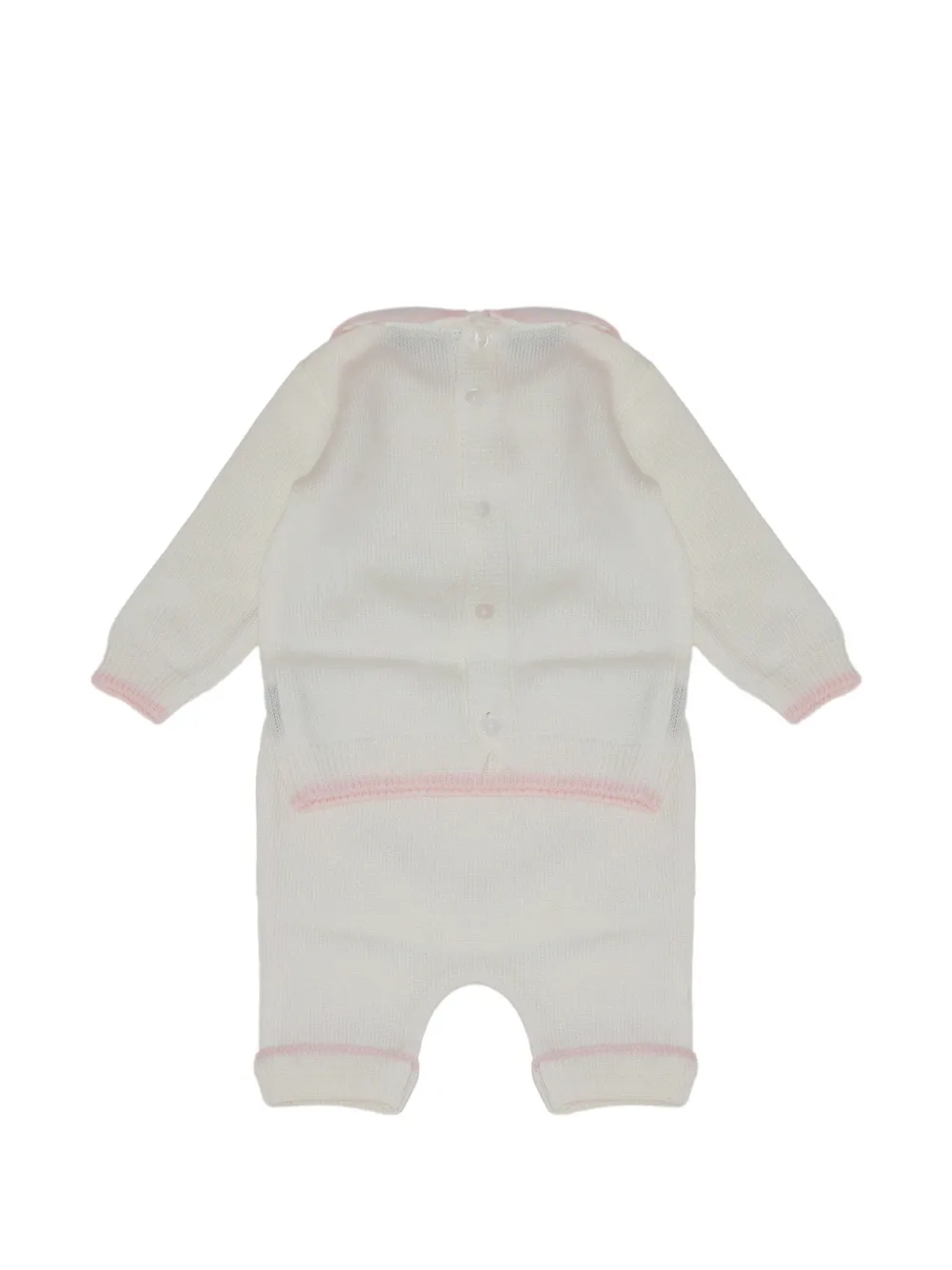 Little Bear polka-dot-embroidered wool babygrow set Wit