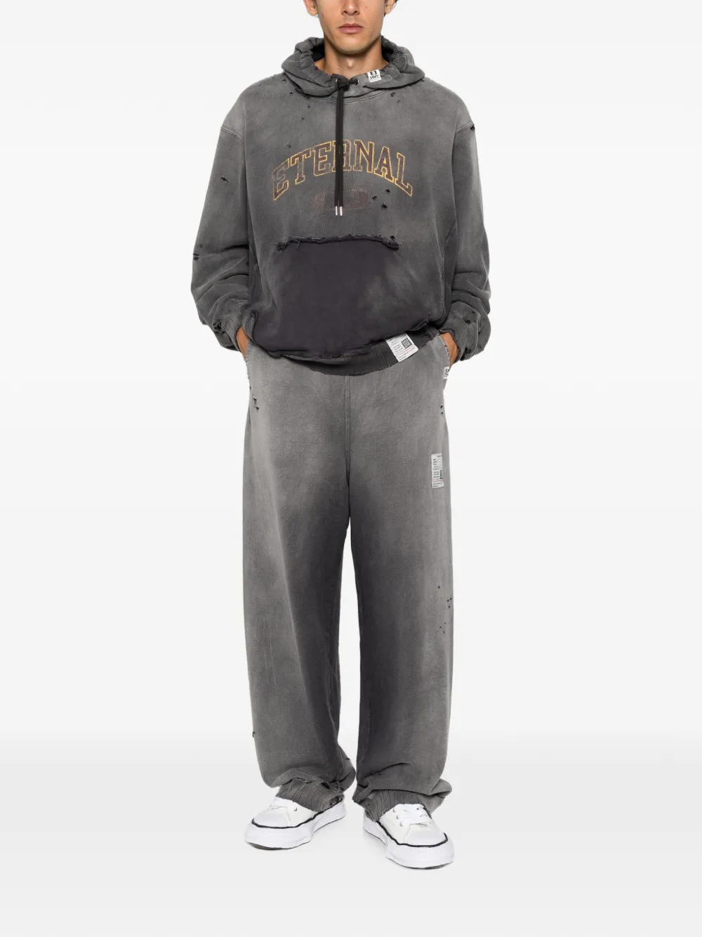 Maison MIHARA YASUHIRO Trainingsbroek met gerafelde print Grijs