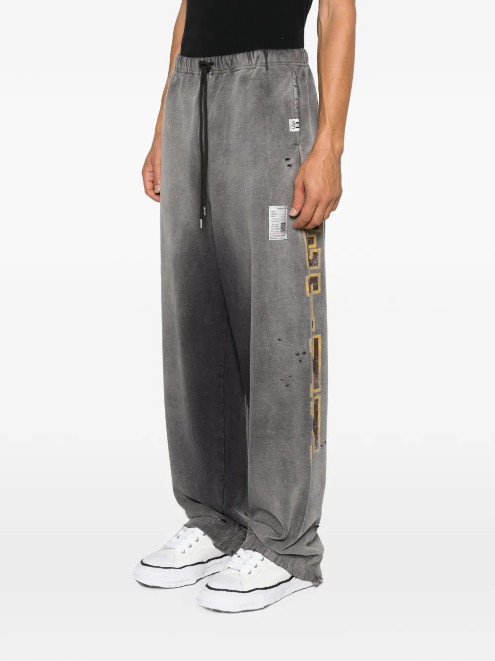 Maison MIHARA YASUHIRO Trainingsbroek met gerafelde print Grijs
