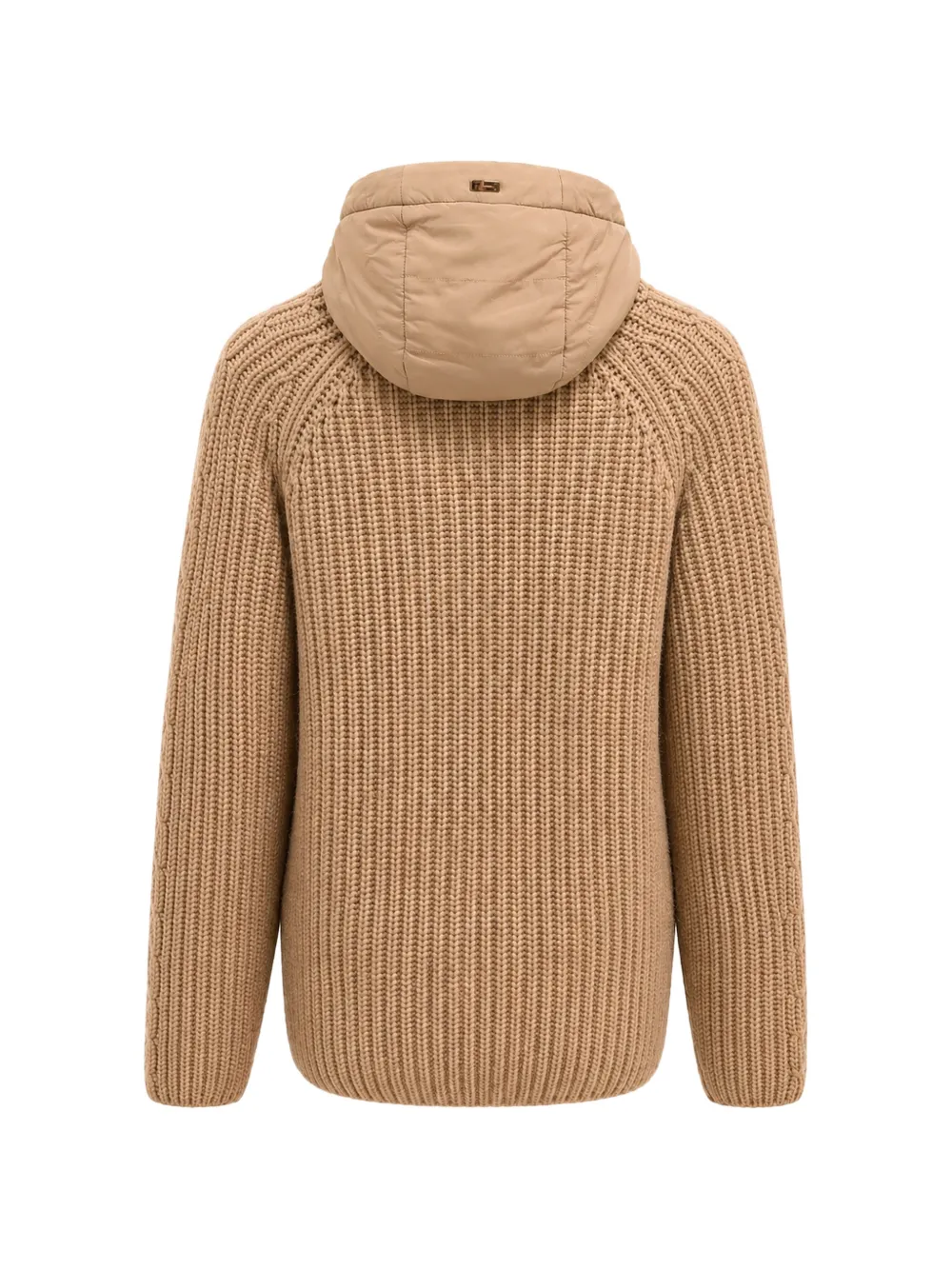 Herno Ribgebreid vest met capuchon Beige