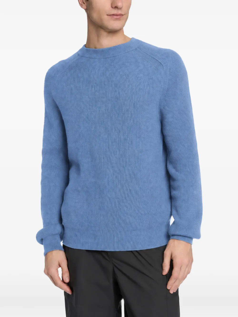 Malo ribbed-knit raglan-sleeve sweater Blauw