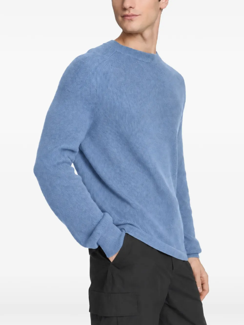 Malo ribbed-knit raglan-sleeve sweater Blauw