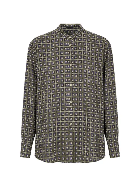 ASPESI geometric-print band-collar shirt