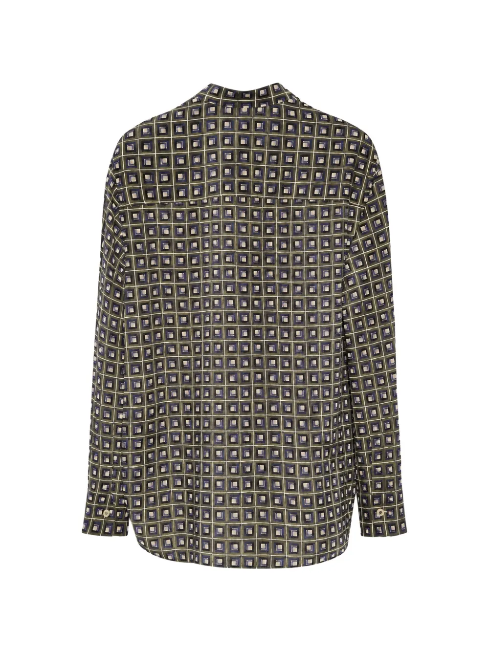 ASPESI geometric-print band-collar shirt Groen