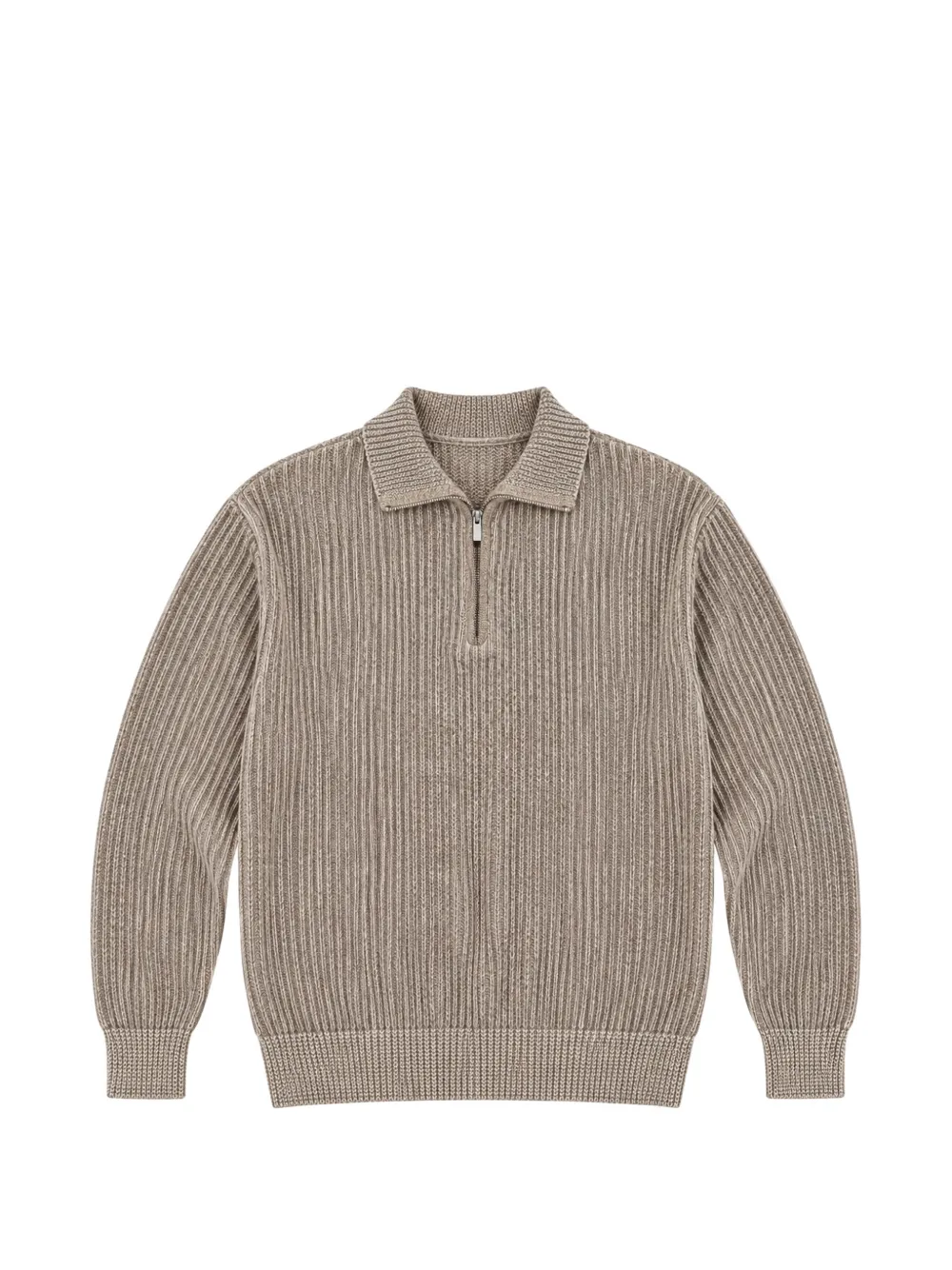 Paul & Shark ribbed-knit half-zip long-sleeve polo shirt - Toni neutri