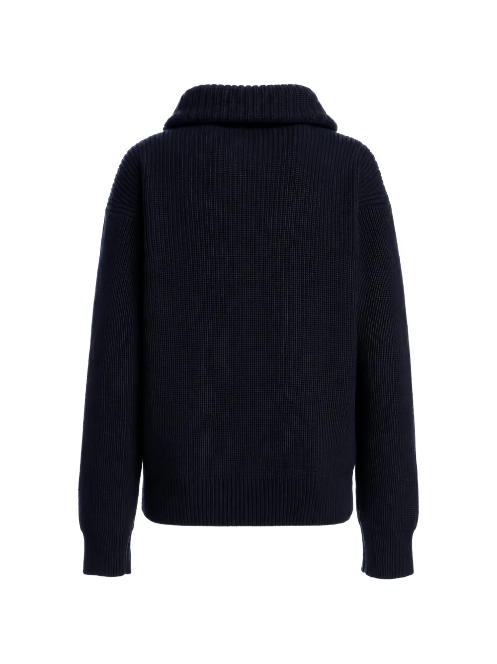Malo Geribbelde trui met halve rits Blauw
