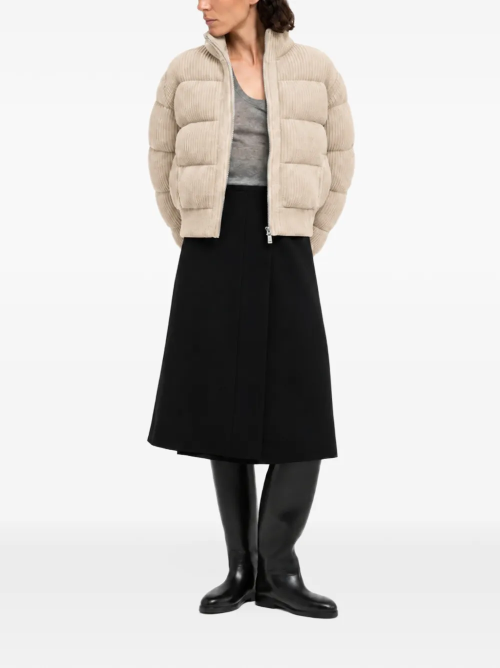 ASPESI ribbed-knit quilted jacket Beige