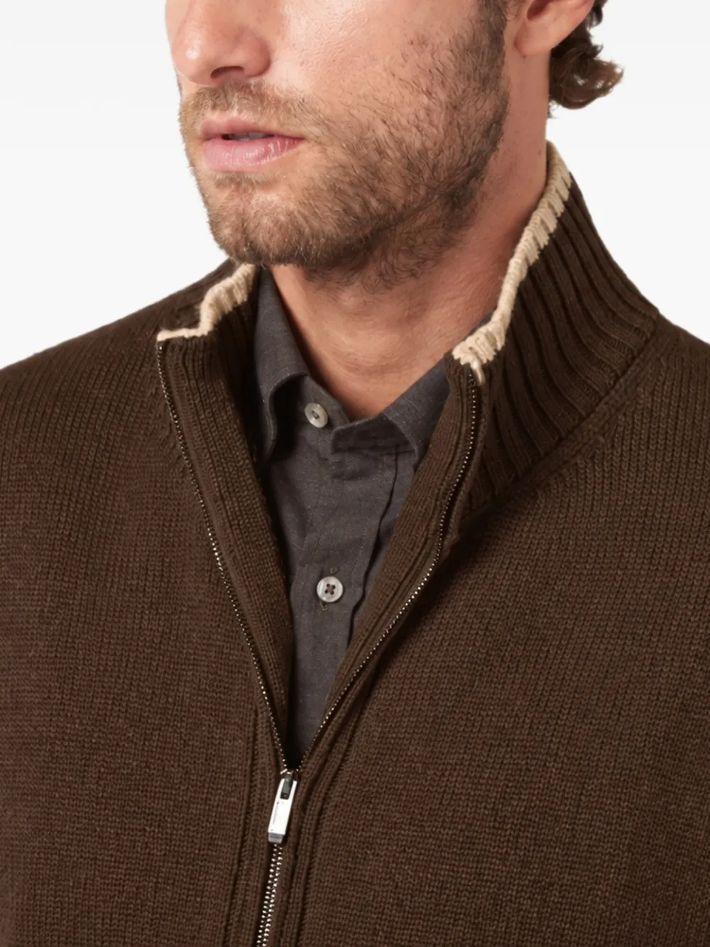 Paul & Shark zip-fastening cashmere cardigan Bruin