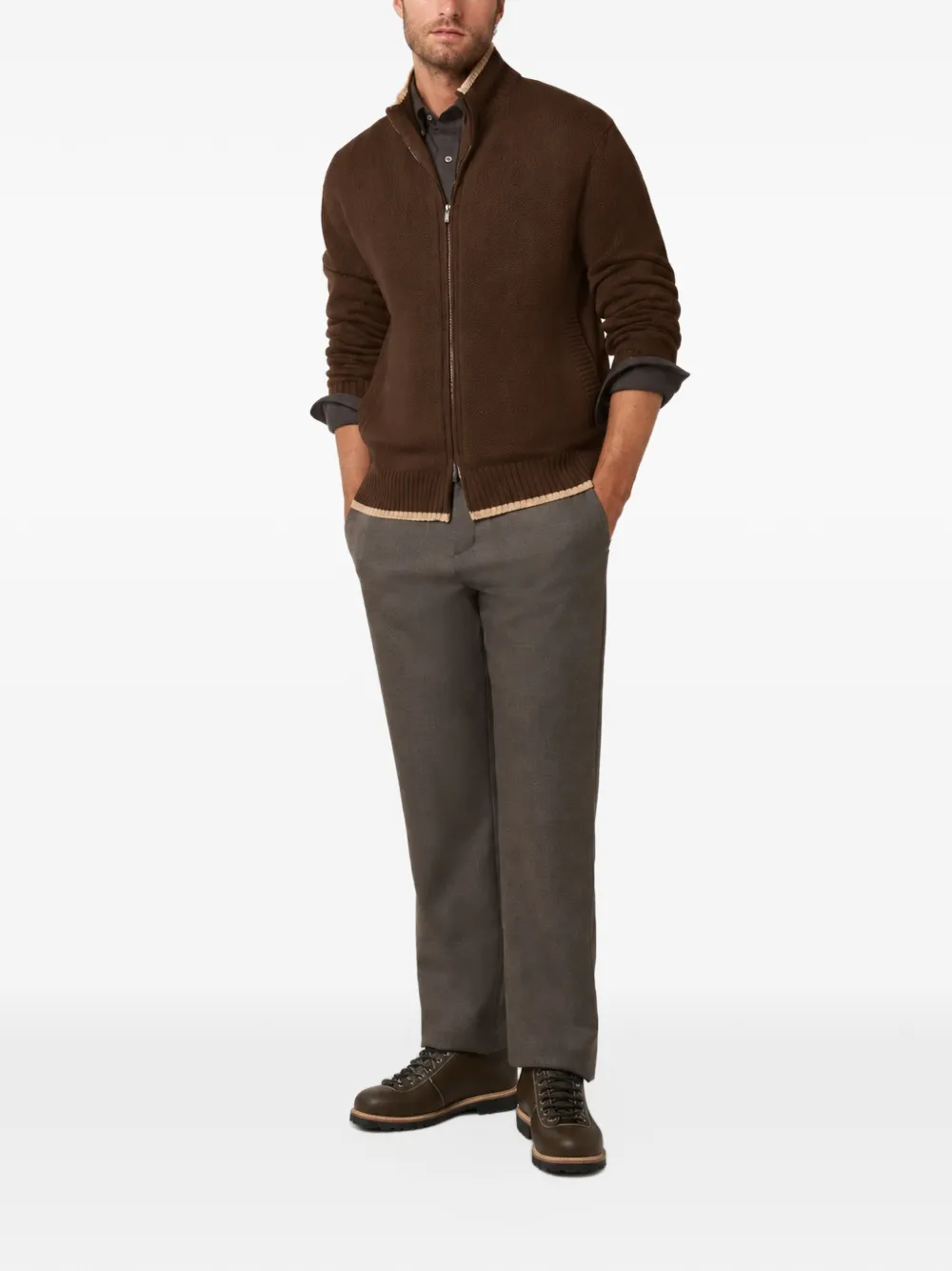 Paul & Shark zip-fastening cashmere cardigan Bruin