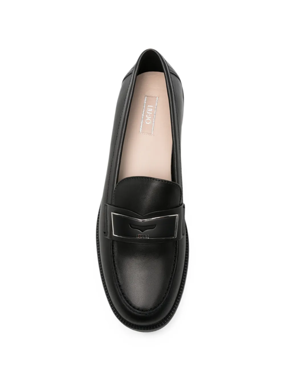 LIU JO Madison logo-plaque leather loafers Zwart