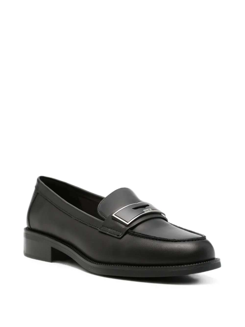 LIU JO Madison logo-plaque leather loafers Zwart