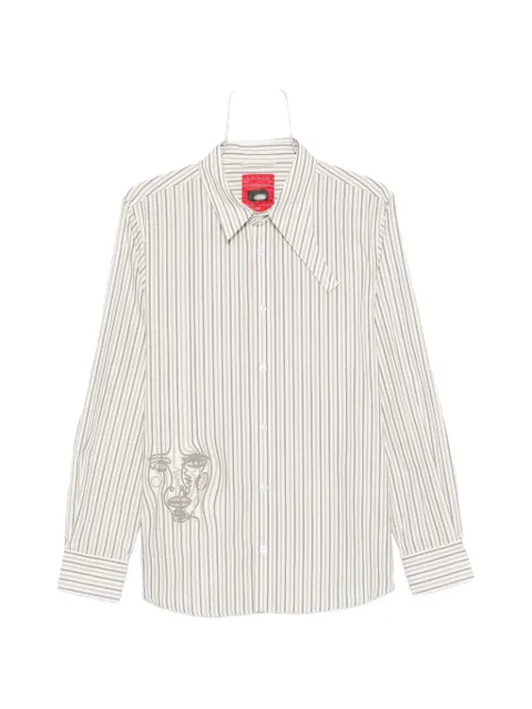 KidSuper stripe-pattern face-embroidered shirt