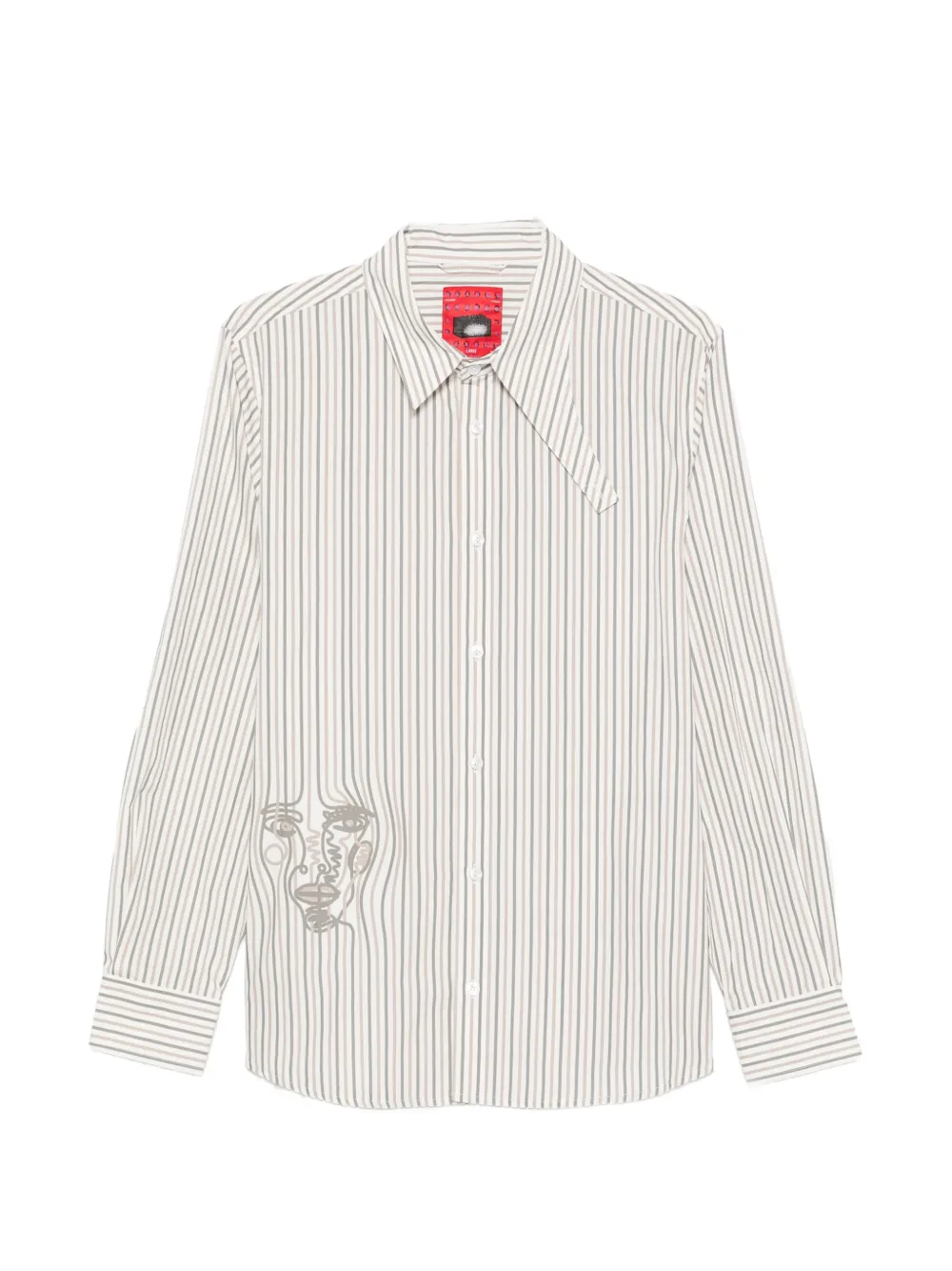 KidSuper stripe-pattern face-embroidered shirt