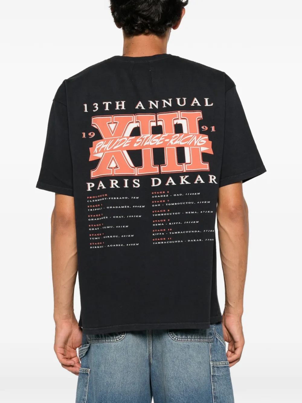 RHUDE Stage Racing T-shirt met grafische print Zwart