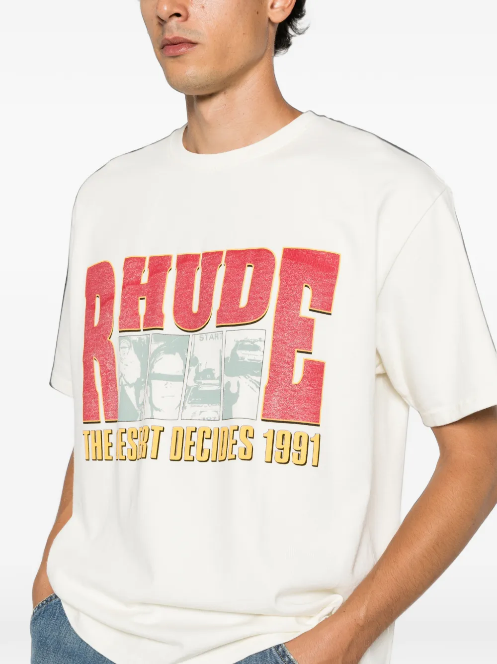 RHUDE The Desert Decides logo-print T-shirt Beige