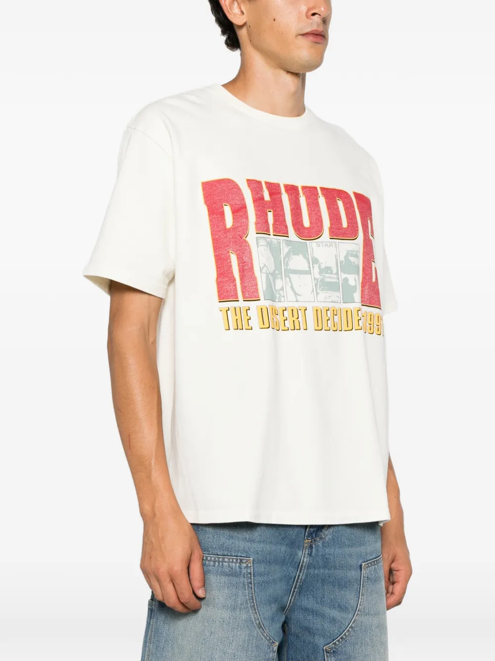RHUDE The Desert Decides logo-print T-shirt Beige