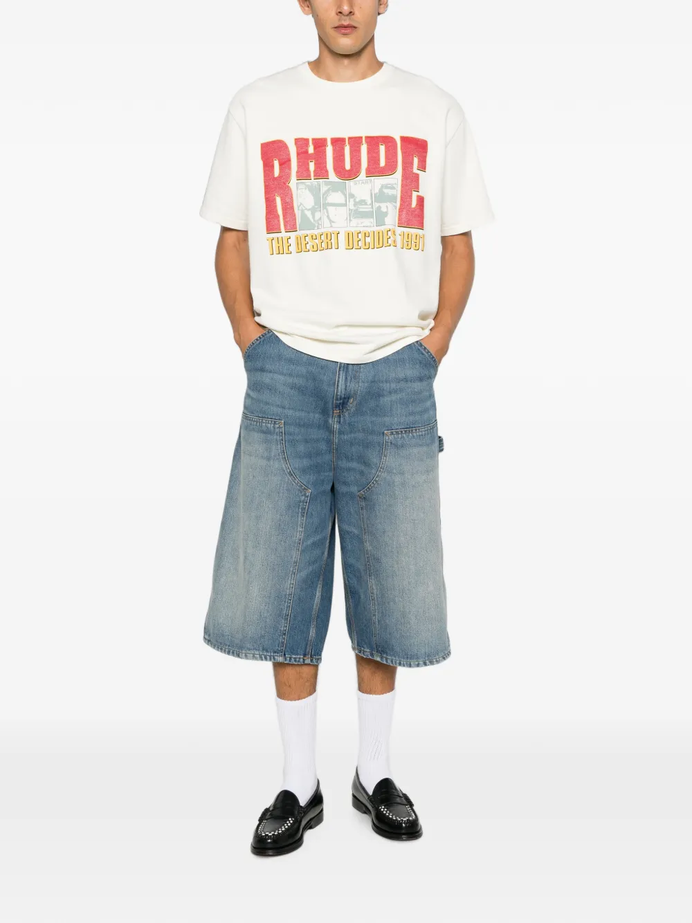 RHUDE The Desert Decides logo-print T-shirt Beige