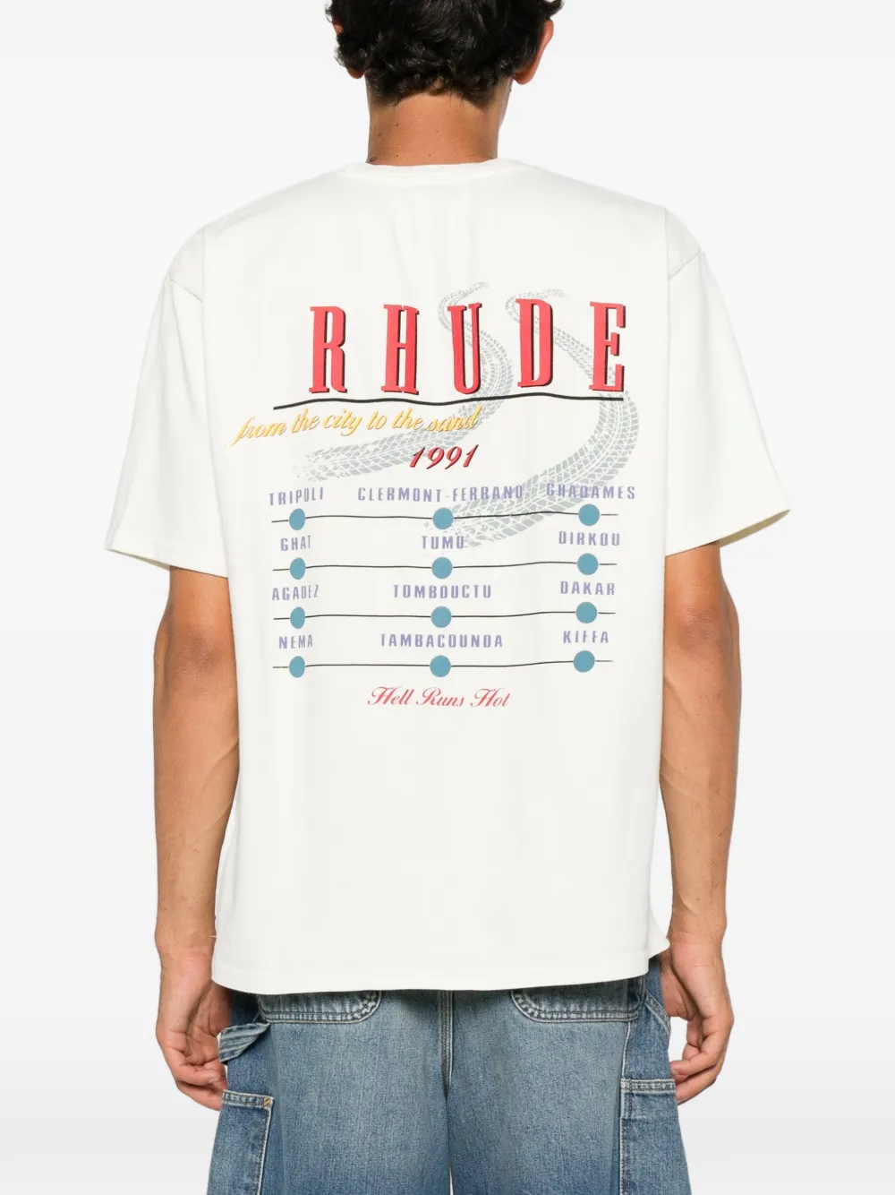 RHUDE The Desert Decides logo-print T-shirt Beige