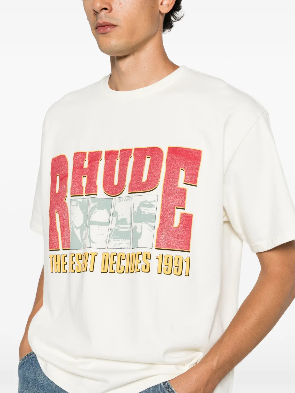 RHUDE The Desert Decides logo-print T-shirt Beige
