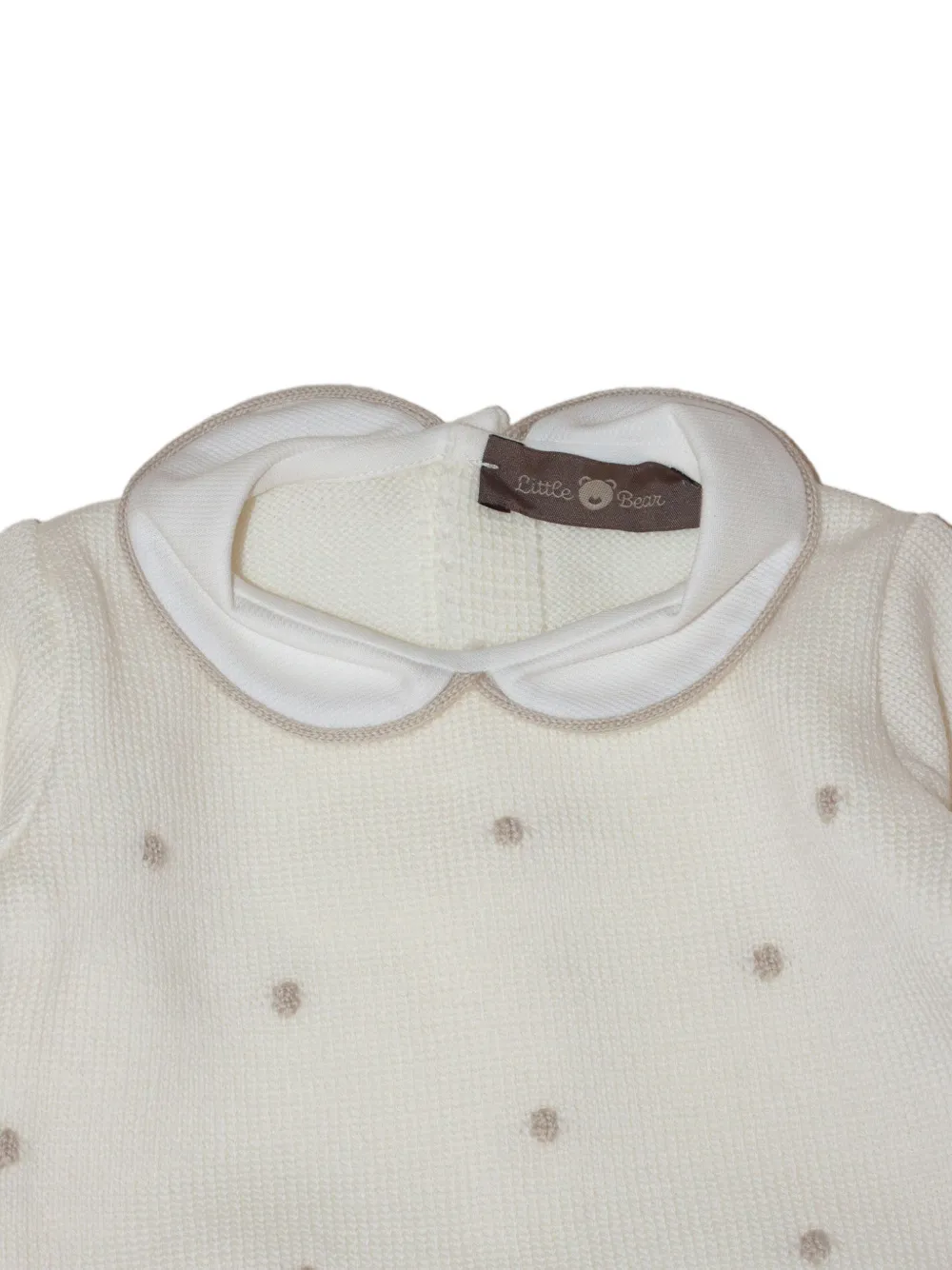 Little Bear polka-dot wool sweater and trousers set Wit