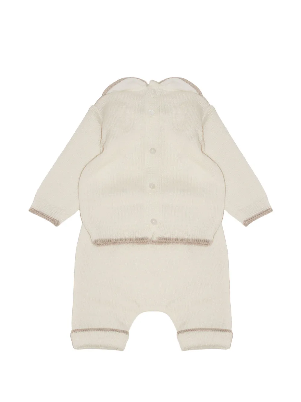 Little Bear polka-dot wool sweater and trousers set Wit