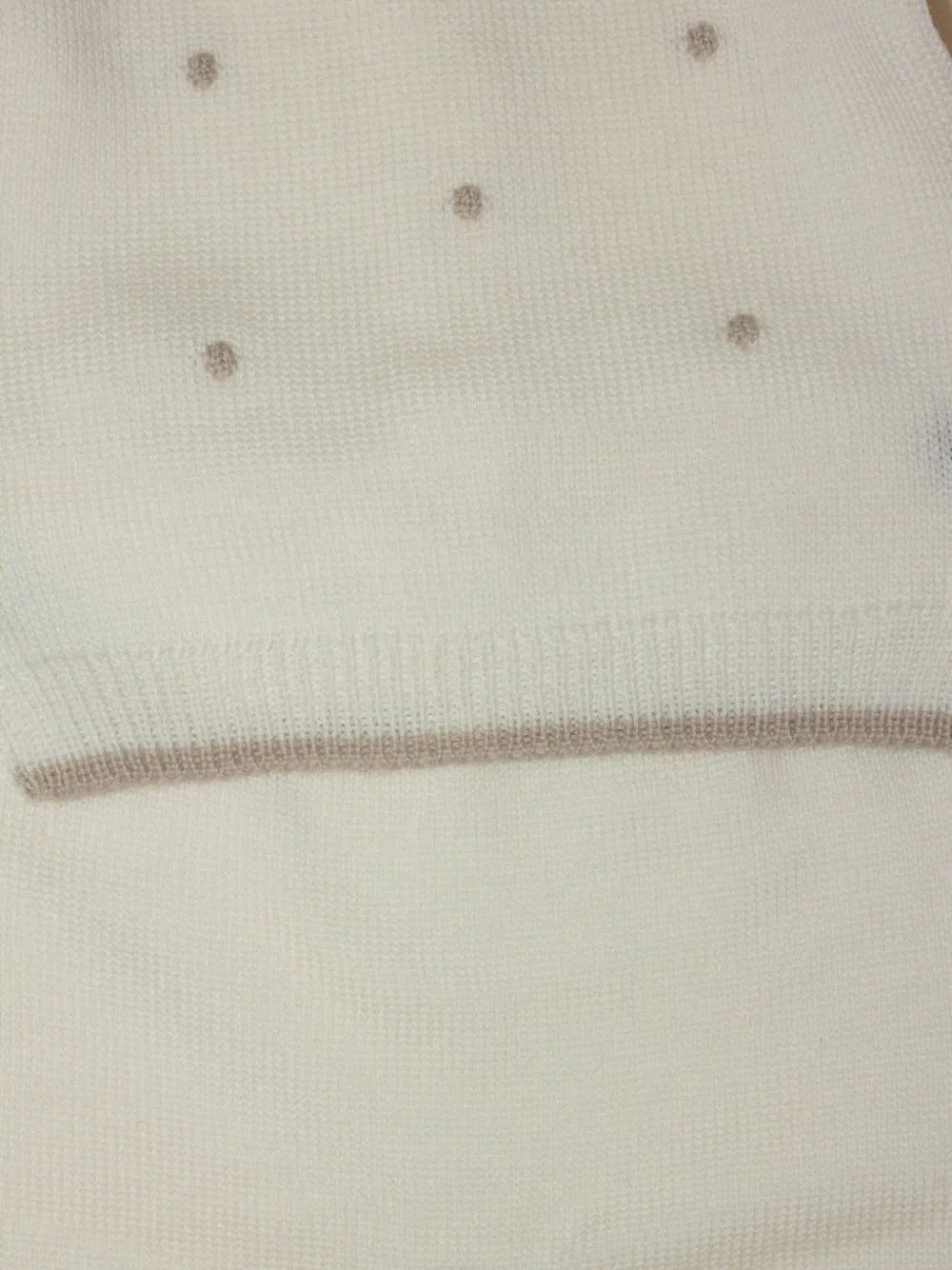 Little Bear polka-dot wool sweater and trousers set Wit