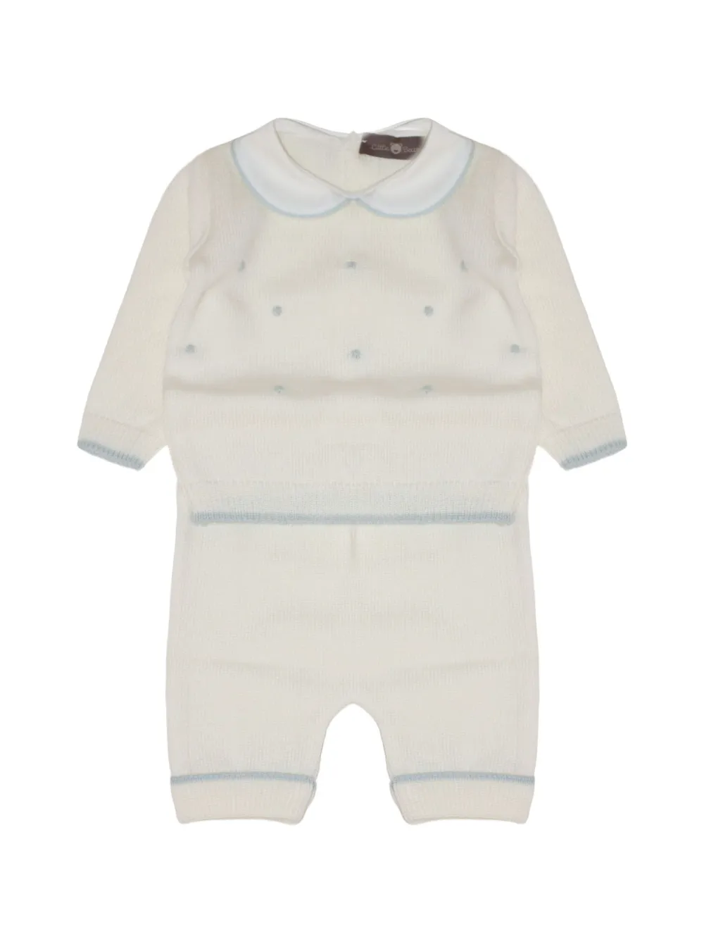 Little Bear polka-dot virgin-wool sweater and trousers set - Bianco