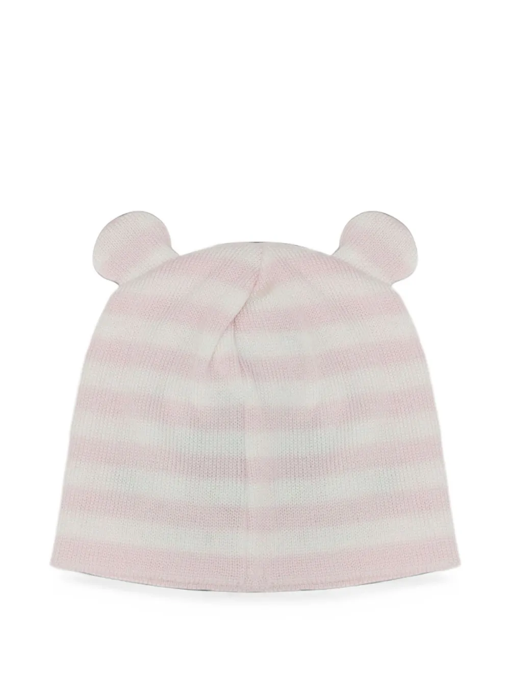 Little Bear striped ear-detail beanie hat - Rosa