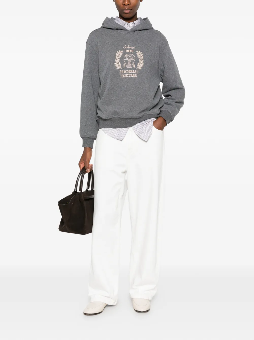 Brunello Cucinelli Hoodie met geborduurd logo Grijs