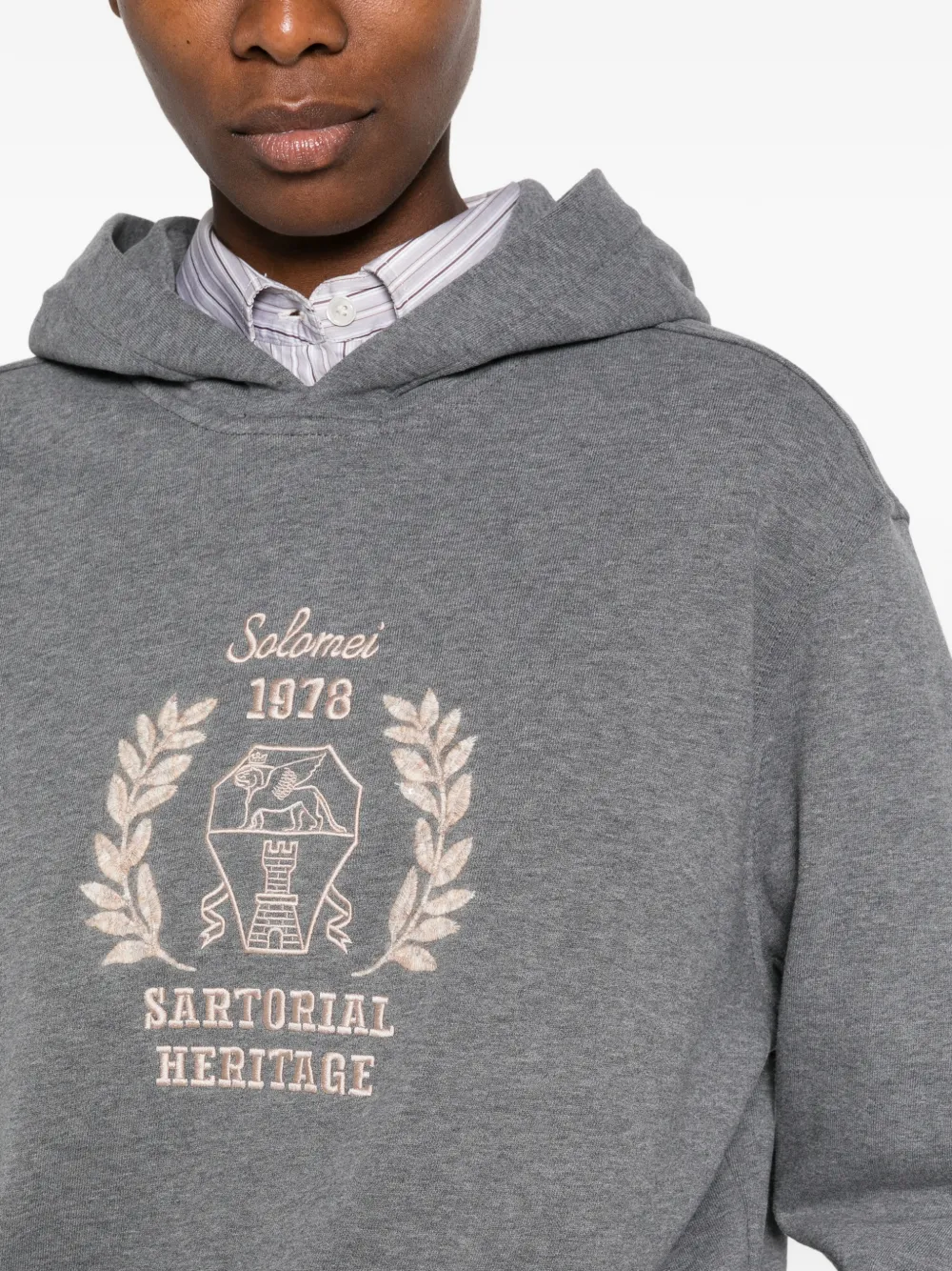 Brunello Cucinelli Hoodie met geborduurd logo Grijs